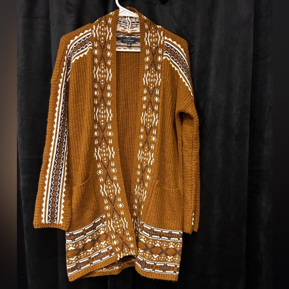 Lucky Brand Brown and Cream Patterned Cardigan